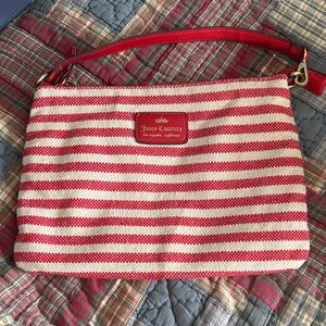 Juicy Couture Cabana red striped canvas cosmetic pouch or bag